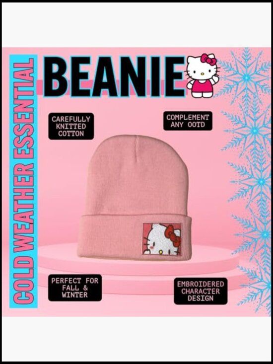 Kawaii Beanie Knit Hat Anime Embroidered Cap for Fall Winter Outdoor